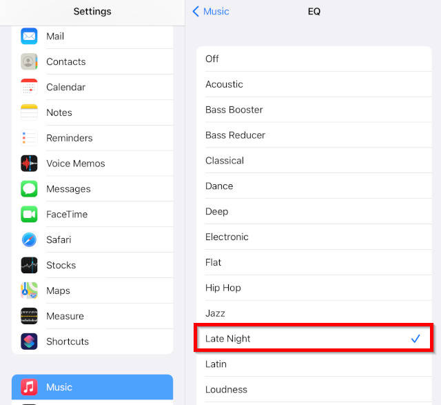 iOS late night setting
