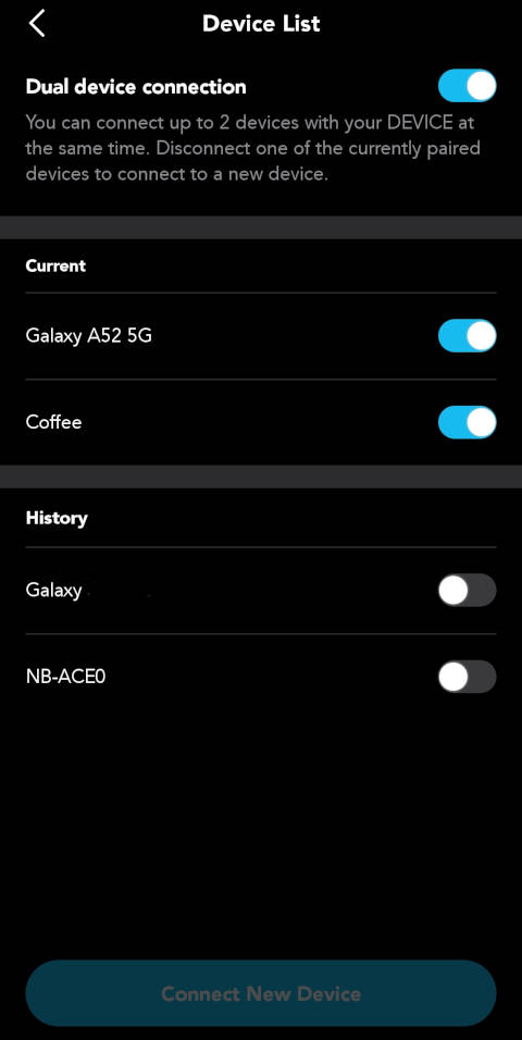 Soundcore Space A40 app device list