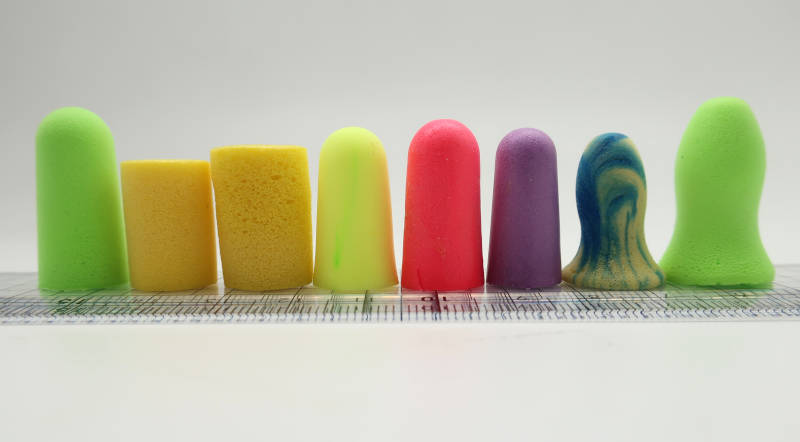 Short, normal and small earplug size comparison
